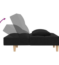 Schlafsofa 2-Sitzer mit 2 Kissen Schwarz Stoff