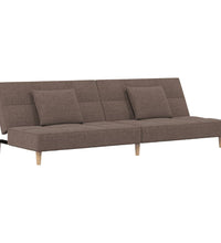 Schlafsofa 2-Sitzer mit 2 Kissen Taupe Stoff