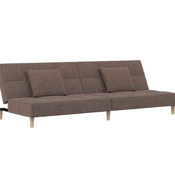 Schlafsofa 2-Sitzer mit 2 Kissen Taupe Stoff