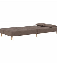 Schlafsofa 2-Sitzer mit 2 Kissen Taupe Stoff