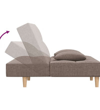 Schlafsofa 2-Sitzer mit 2 Kissen Taupe Stoff