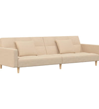 Schlafsofa 2-Sitzer mit 2 Kissen Creme Stoff