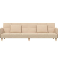 Schlafsofa 2-Sitzer mit 2 Kissen Creme Stoff