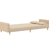 Schlafsofa 2-Sitzer mit 2 Kissen Creme Stoff