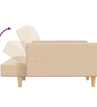 Schlafsofa 2-Sitzer mit 2 Kissen Creme Stoff