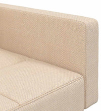 Schlafsofa 2-Sitzer mit 2 Kissen Creme Stoff