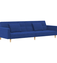 Schlafsofa 2-Sitzer mit 2 Kissen Blau Stoff