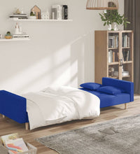 Schlafsofa 2-Sitzer mit 2 Kissen Blau Stoff