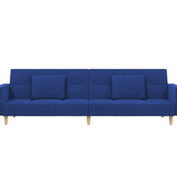 Schlafsofa 2-Sitzer mit 2 Kissen Blau Stoff
