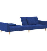 Schlafsofa 2-Sitzer mit 2 Kissen Blau Stoff