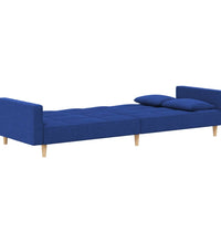 Schlafsofa 2-Sitzer mit 2 Kissen Blau Stoff