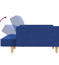 Schlafsofa 2-Sitzer mit 2 Kissen Blau Stoff