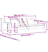 Schlafsofa 2-Sitzer mit 2 Kissen Blau Stoff