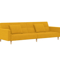 Schlafsofa 2-Sitzer mit 2 Kissen Gelb Stoff