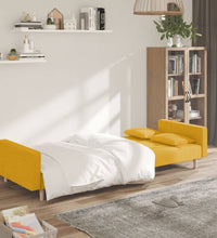 Schlafsofa 2-Sitzer mit 2 Kissen Gelb Stoff