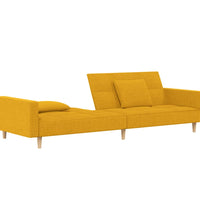 Schlafsofa 2-Sitzer mit 2 Kissen Gelb Stoff