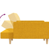 Schlafsofa 2-Sitzer mit 2 Kissen Gelb Stoff