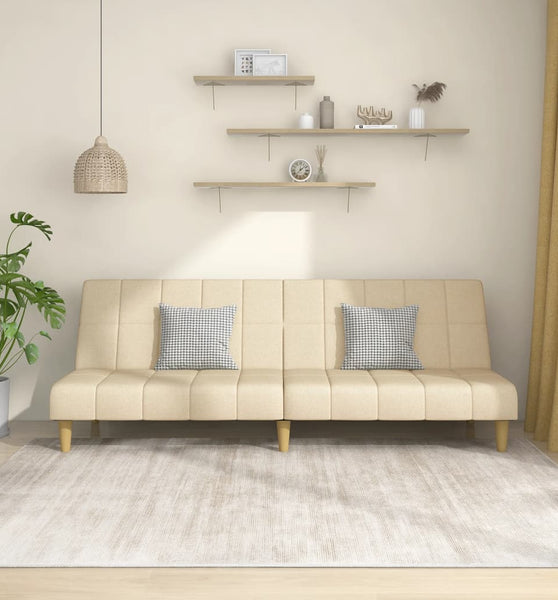 Schlafsofa 2-Sitzer Creme Stoff