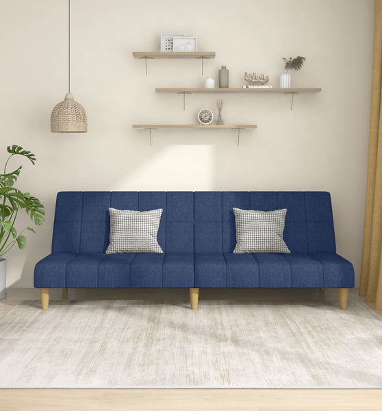 Schlafsofa 2-Sitzer Blau Stoff