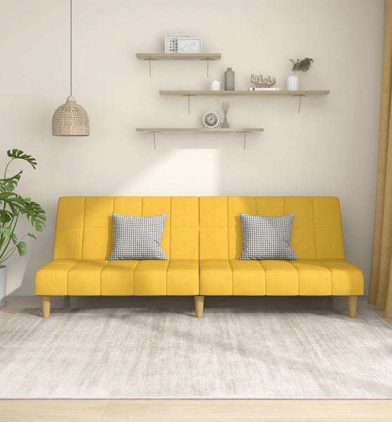 Schlafsofa 2-Sitzer Gelb Stoff