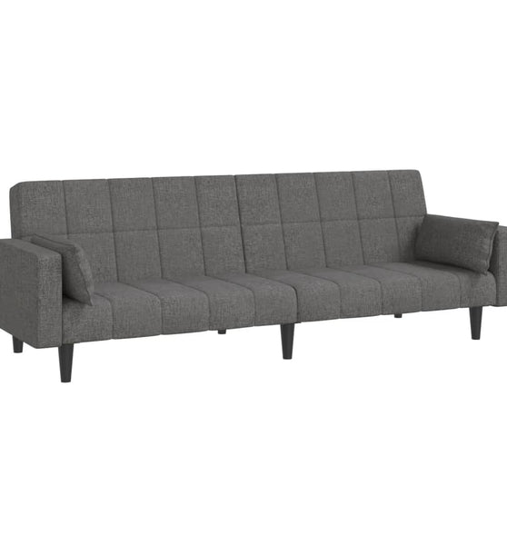 Schlafsofa 2-Sitzer mit 2 Kissen Hellgrau Stoff