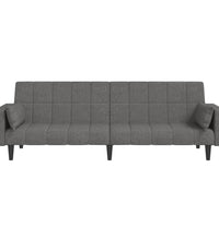 Schlafsofa 2-Sitzer mit 2 Kissen Hellgrau Stoff