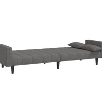 Schlafsofa 2-Sitzer mit 2 Kissen Hellgrau Stoff