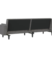 Schlafsofa 2-Sitzer mit 2 Kissen Hellgrau Stoff