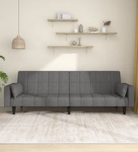 Schlafsofa 2-Sitzer mit 2 Kissen Hellgrau Stoff