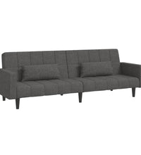 Schlafsofa 2-Sitzer mit 2 Kissen Dunkelgrau Stoff