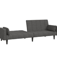 Schlafsofa 2-Sitzer mit 2 Kissen Dunkelgrau Stoff
