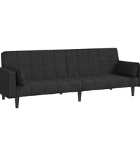 Schlafsofa 2-Sitzer mit 2 Kissen Schwarz Stoff