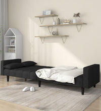 Schlafsofa 2-Sitzer mit 2 Kissen Schwarz Stoff