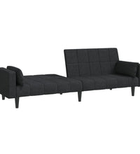 Schlafsofa 2-Sitzer mit 2 Kissen Schwarz Stoff