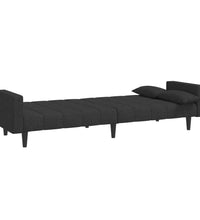 Schlafsofa 2-Sitzer mit 2 Kissen Schwarz Stoff