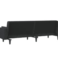 Schlafsofa 2-Sitzer mit 2 Kissen Schwarz Stoff