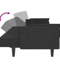 Schlafsofa 2-Sitzer mit 2 Kissen Schwarz Stoff