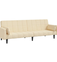 Schlafsofa 2-Sitzer mit 2 Kissen Creme Stoff