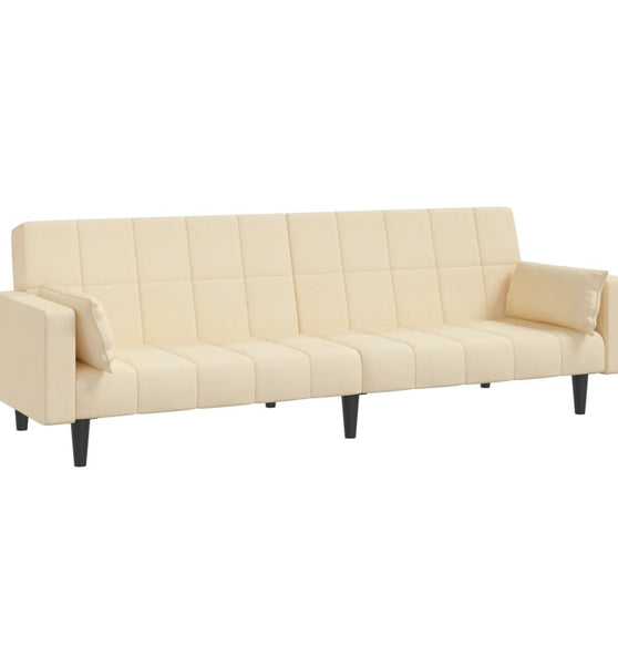 Schlafsofa 2-Sitzer mit 2 Kissen Creme Stoff