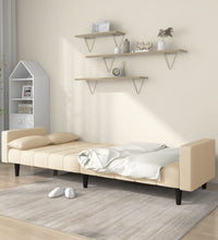 Schlafsofa 2-Sitzer mit 2 Kissen Creme Stoff