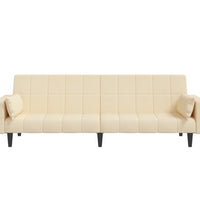 Schlafsofa 2-Sitzer mit 2 Kissen Creme Stoff