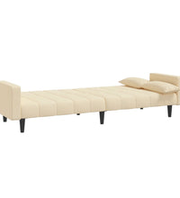 Schlafsofa 2-Sitzer mit 2 Kissen Creme Stoff
