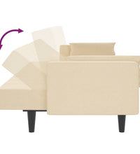 Schlafsofa 2-Sitzer mit 2 Kissen Creme Stoff