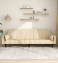 Schlafsofa 2-Sitzer mit 2 Kissen Creme Stoff