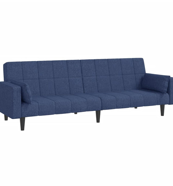 Schlafsofa 2-Sitzer mit 2 Kissen Blau Stoff