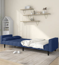 Schlafsofa 2-Sitzer mit 2 Kissen Blau Stoff