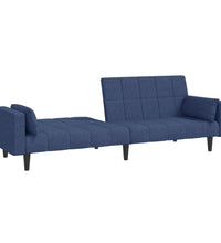 Schlafsofa 2-Sitzer mit 2 Kissen Blau Stoff