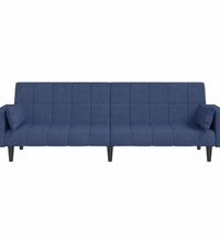 Schlafsofa 2-Sitzer mit 2 Kissen Blau Stoff