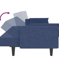 Schlafsofa 2-Sitzer mit 2 Kissen Blau Stoff