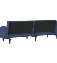 Schlafsofa 2-Sitzer mit 2 Kissen Blau Stoff